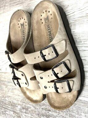 Mephisto Zach Fit unisex beige sandals EU38=women US7.5=men US6